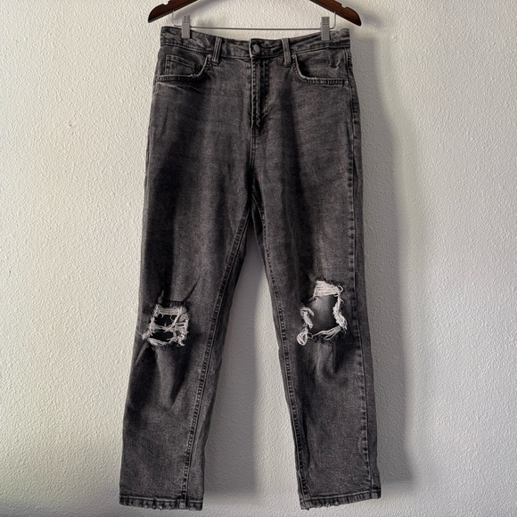 Highest Rise Distressed Mom Jeans Size 10 Black Grunge Aesthetic Ripped Retro - Picture 16 of 16